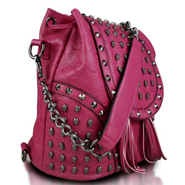 Louis Feraud Paris studded pink leather backpack rhinestone barbie